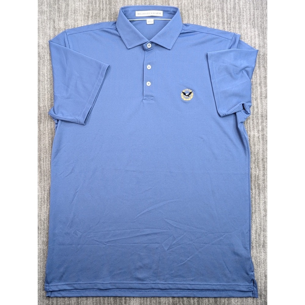 Holderness & Bourne Polo Shirt Mens Large Blue Golf Performance Stretch Tailored